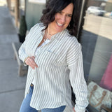 Vienna Linen Sage Stripe Top