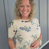 Beige Mutli Short Sleeve Sweater Top - Sweater FATE by LFD