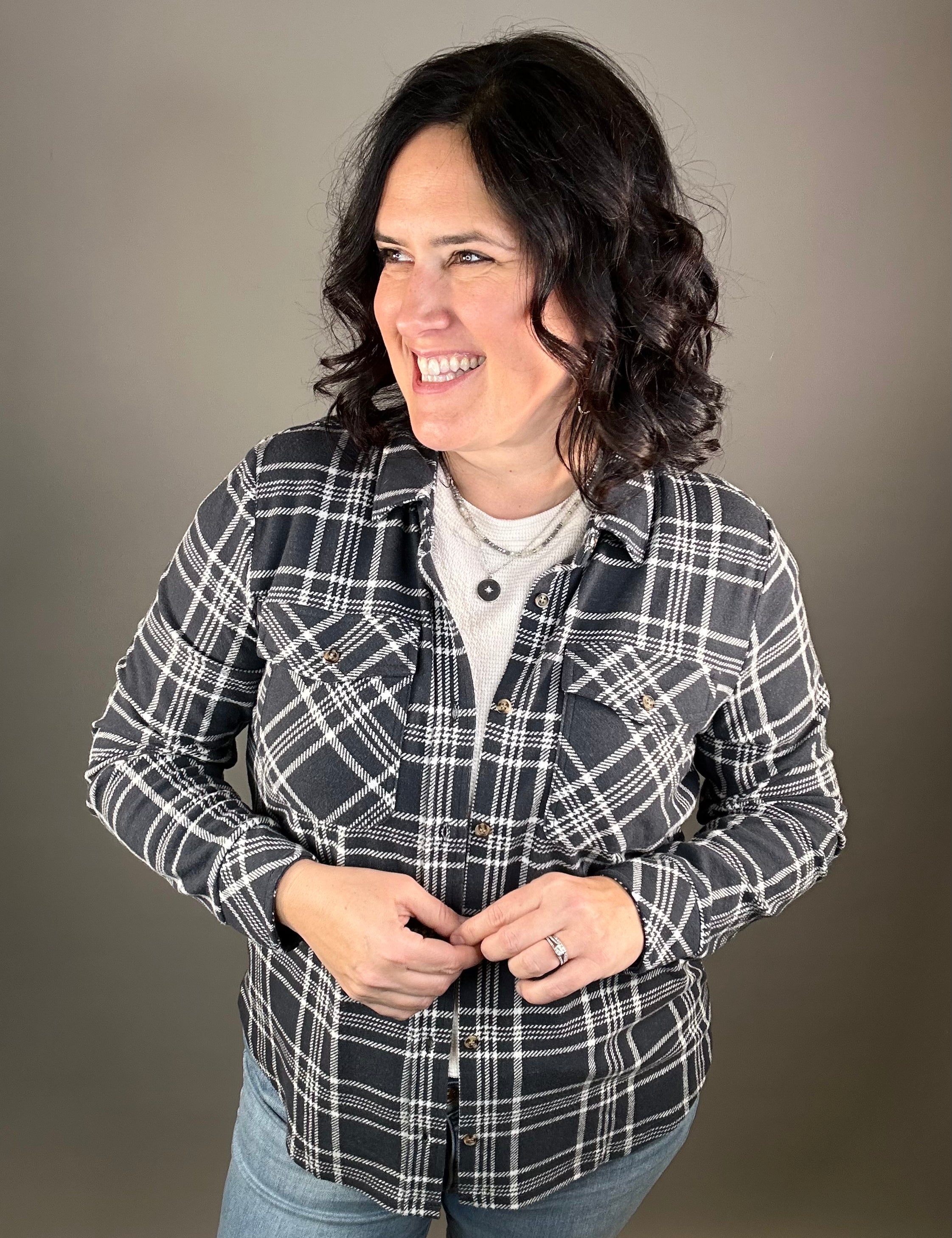 Charcoal Ivory Plaid Cassian Shirt Tops - Button Ups THREAD & SUPPLY