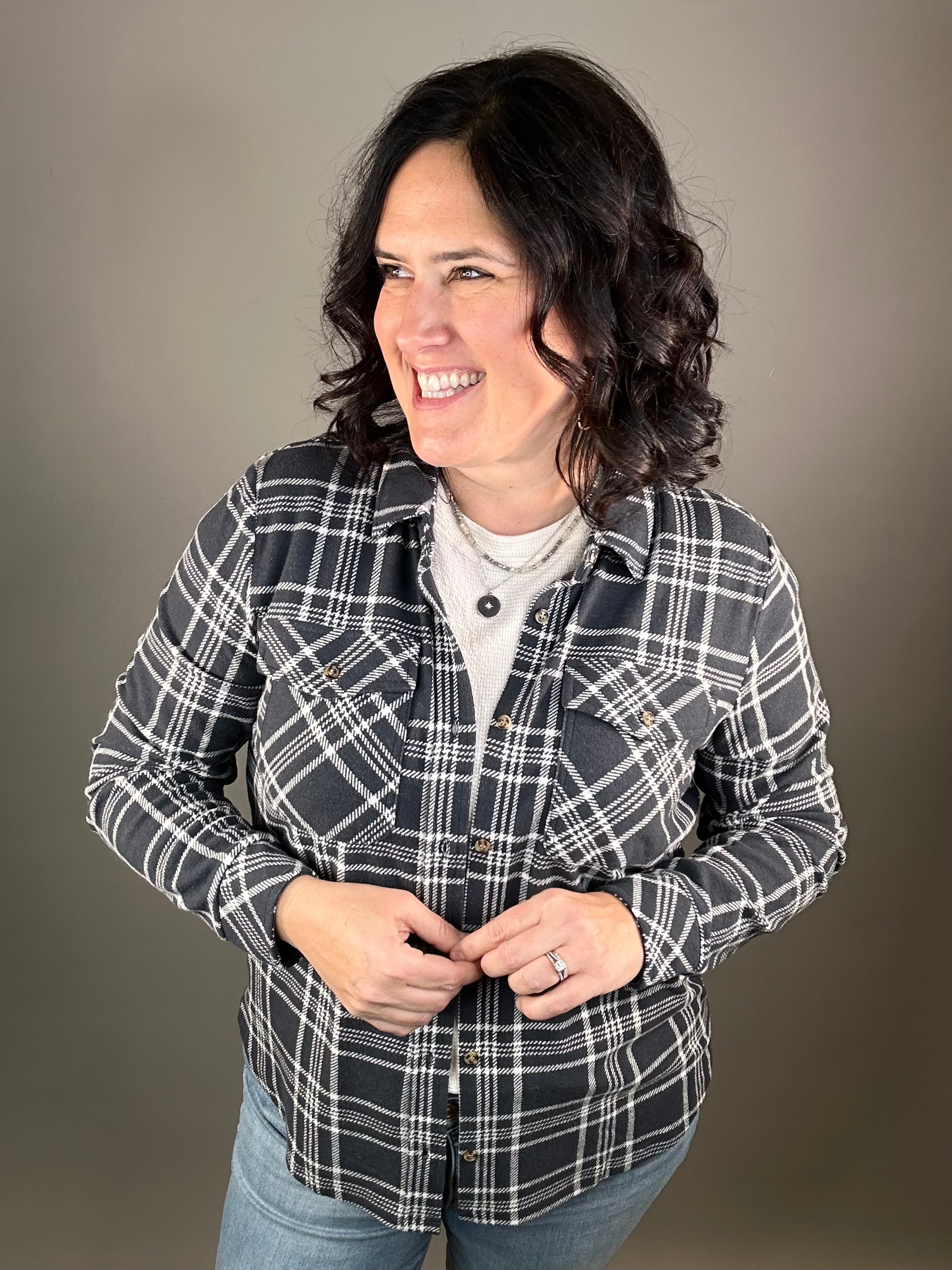 Charcoal Ivory Plaid Cassian Shirt Tops - Button Ups THREAD & SUPPLY