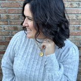 Heather Grey Vertical Stripe Textured Sweater