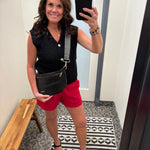Black Crochet Button Up Sleeveless Vest Top - Sweater STACCATO
