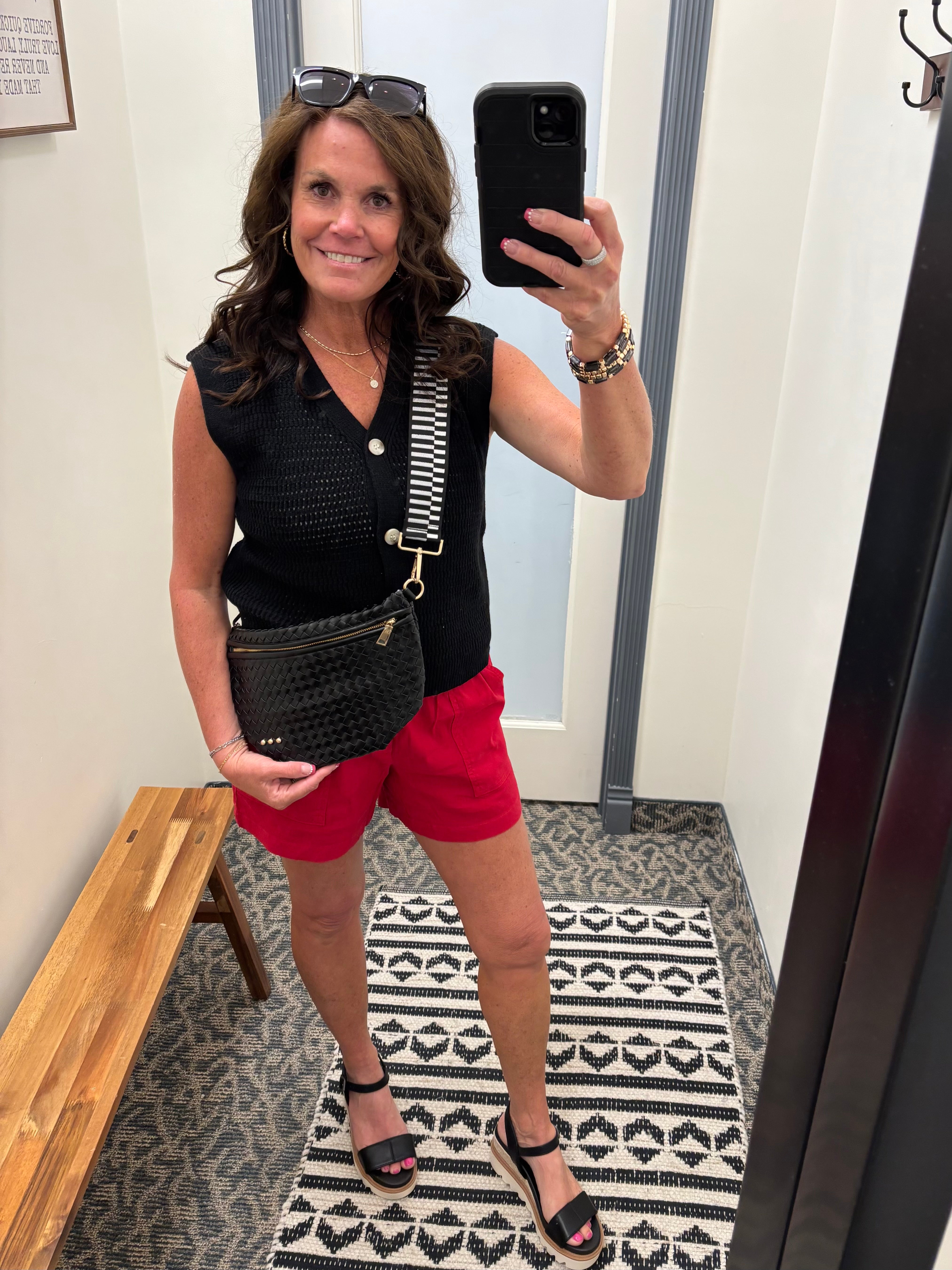 Black Crochet Button Up Sleeveless Vest Top - Sweater STACCATO