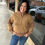 Sepia Half Zip-Up Brushed Terry Top Top - Sweatshirt HEM & THREAD