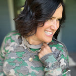 Camo Printed Crew Neck Sweater Top - Sweater FATE by LFD