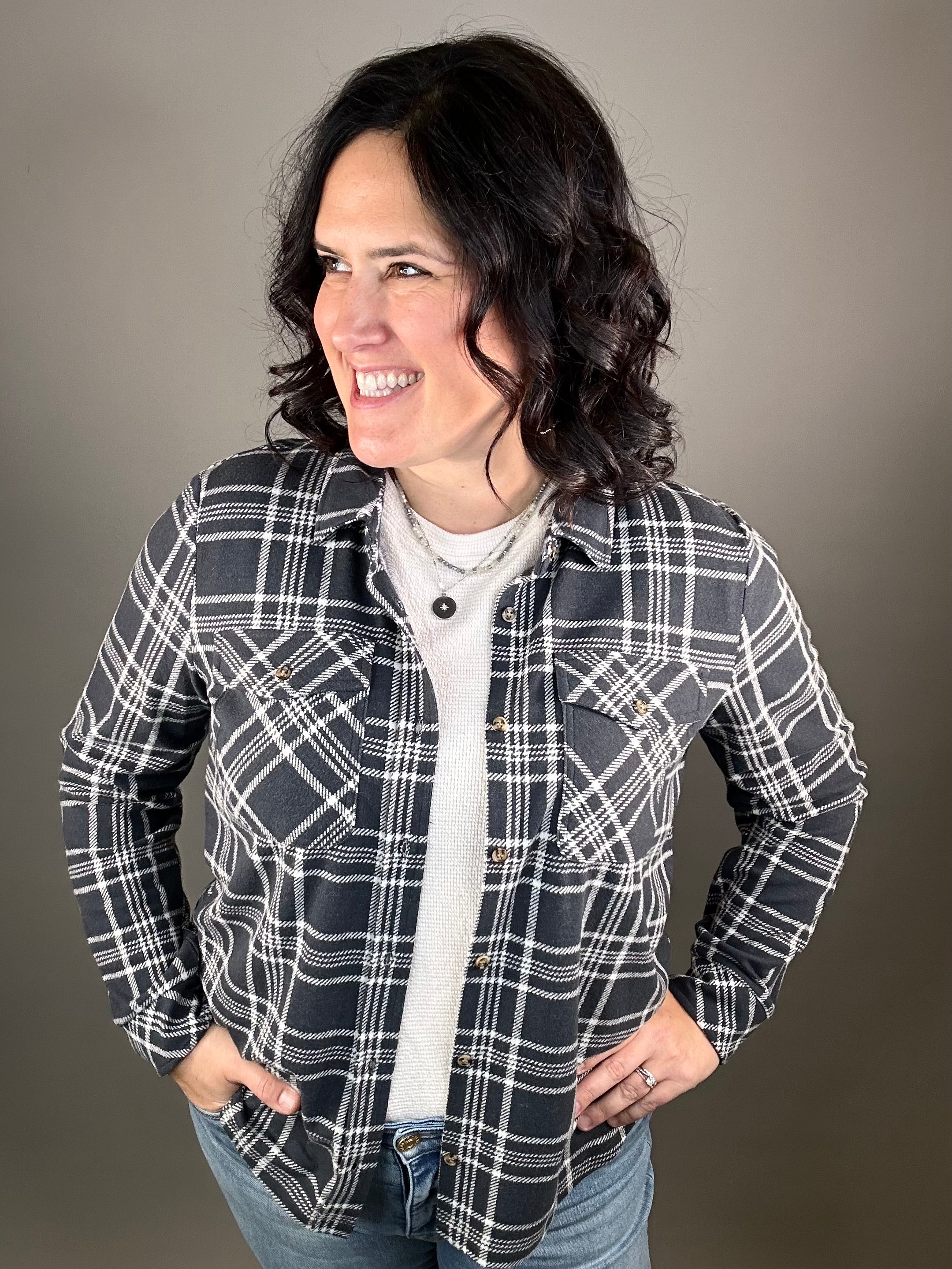 Charcoal Ivory Plaid Cassian Shirt Tops - Button Ups THREAD & SUPPLY