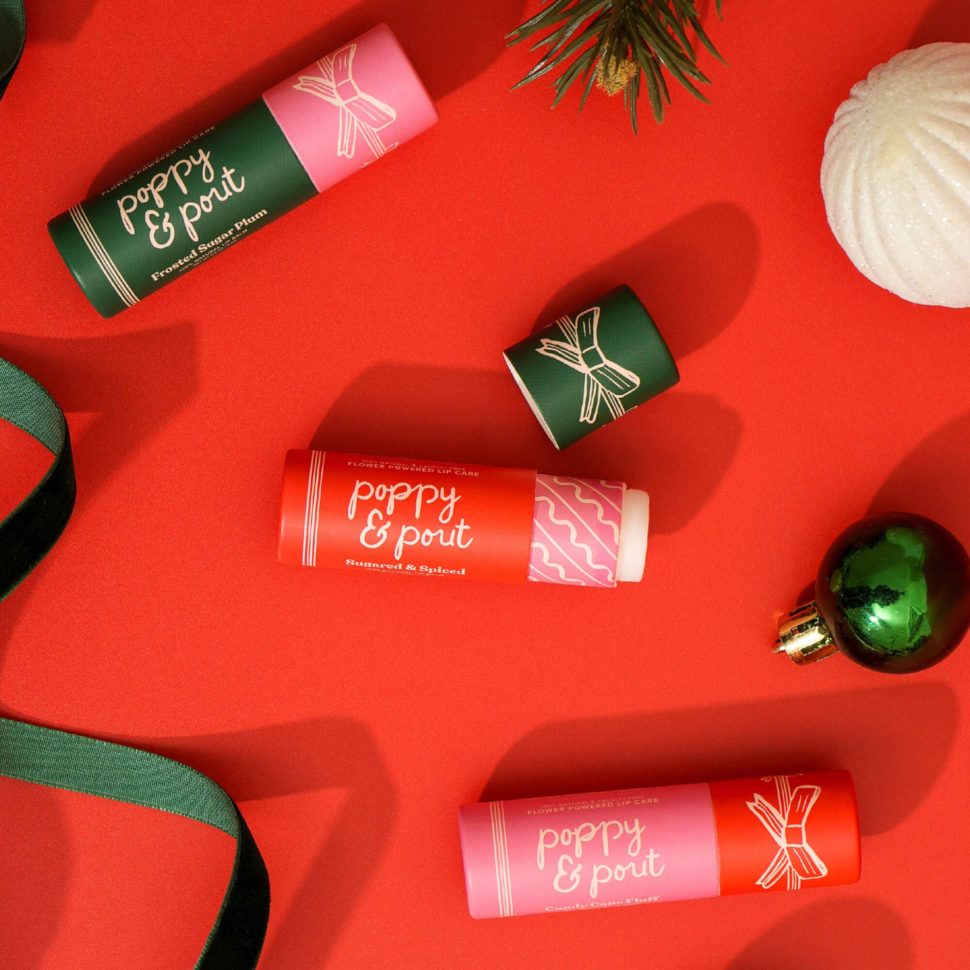 Lip Balm, Candy Cane Fluff, Holiday, Limited Edition Poppy & Pout