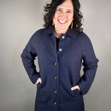 Navy Teddy Button Down Coat