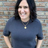 Charcoal Short Sleeve Sweater Top