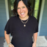Black Crew Neck Dolman Sweater Top Top - Sweater STACCATO