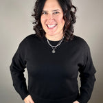 Black Hemlet Sweater Top - Sweater VELVET HEART