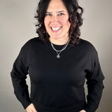 Black Hemlet Sweater Top - Sweater VELVET HEART