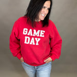 Red Game Day Sweatshirt Top- Sweatshirts PANACHE