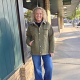 Olive Quilted Hooded Jacket