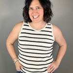 Ivory/Black Round Neck Top Tops- Tanks STACCATO