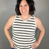 Ivory/Black Round Neck Top Tops- Tanks STACCATO