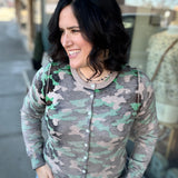 Camo Faded Button-Up Cardigan