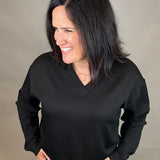 Black Hartley V Neck Top