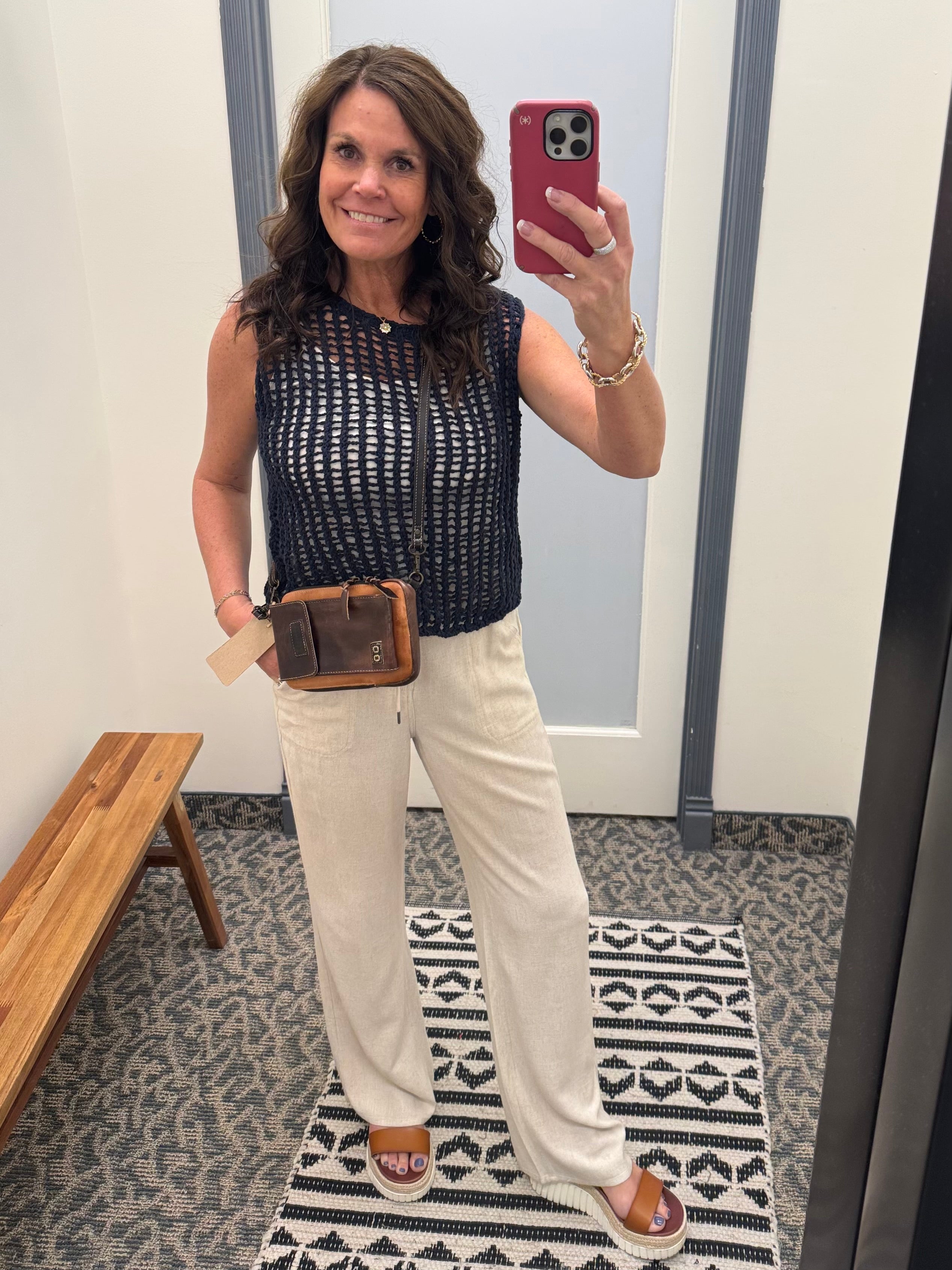 Navy Chunky Open Stitch Sweater Vest Top - Sweater DOE & RAE