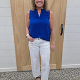 Royal Ruffle V Neck Sleeveless Tops- Blouses STACCATO