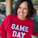 Red Game Day Sweatshirt Top- Sweatshirts PANACHE