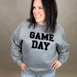 Grey Game Day Sweatshirt Top- Sweatshirts PANACHE