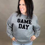Grey Game Day Sweatshirt Top- Sweatshirts PANACHE