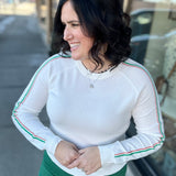 White Green Orange Crew Sweater