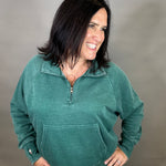 Green Quarter Zip Sweatshirt Top - Sweatshirt PANACHE