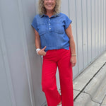Evelyn Tencel Top in Marina Wash Tops - Button Ups THREAD & SUPPLY