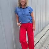 Evelyn Tencel Top in Marina Wash Tops - Button Ups THREAD & SUPPLY