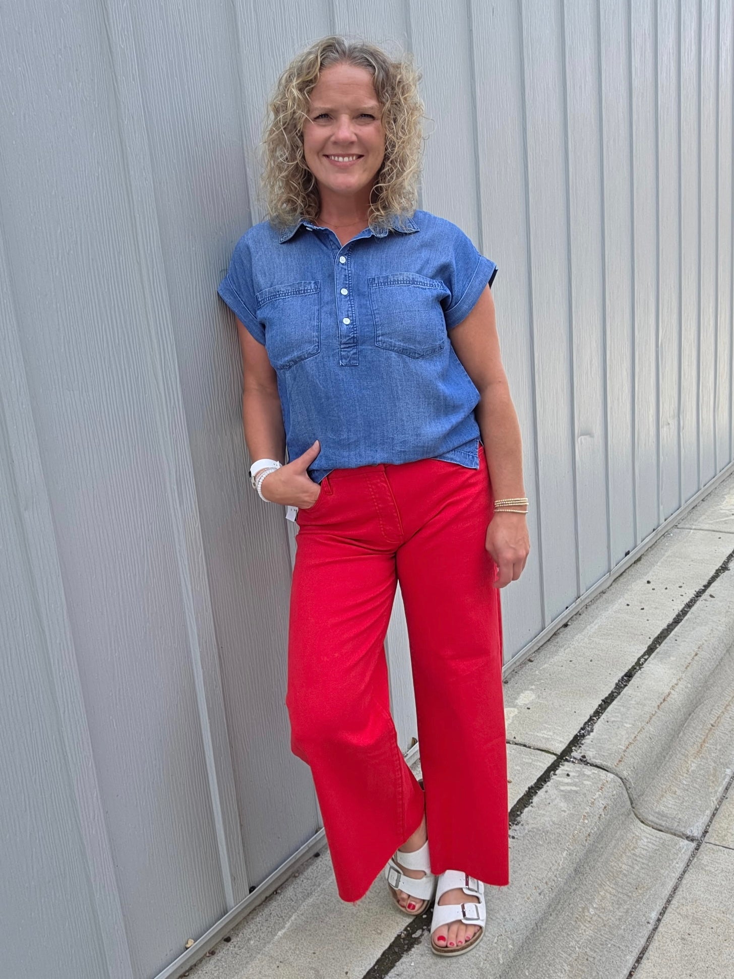 Evelyn Tencel Top in Marina Wash Tops - Button Ups THREAD & SUPPLY