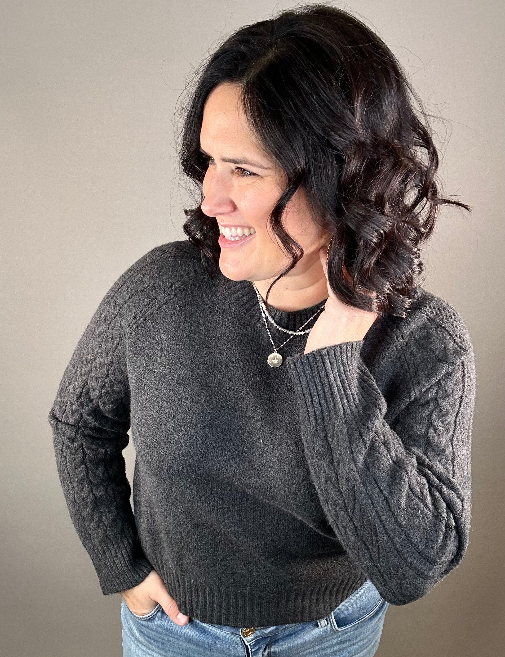 Charcoal Zoey Sweater Top - Sweater WEEKEND LA