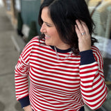 Red/Navy Crew Neck Sweatshirt