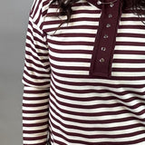 Burgundy Stripe Terry Snap Top