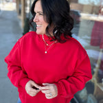 Red Reversible Mock Neck Top - Sweatshirt BUCKETLIST