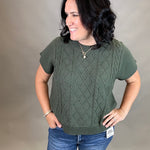 Olive Cable Knit Sweater Top Top - Sweater WISHLIST