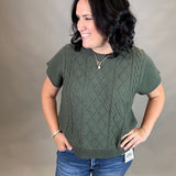 Olive Cable Knit Sweater Top Top - Sweater WISHLIST