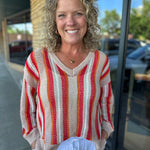 Multi Knit Striped Sweater Top - Sweater COZY CO.