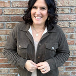 Olive Lined Shirt Jacket Outerwear- Jackets STACCATO