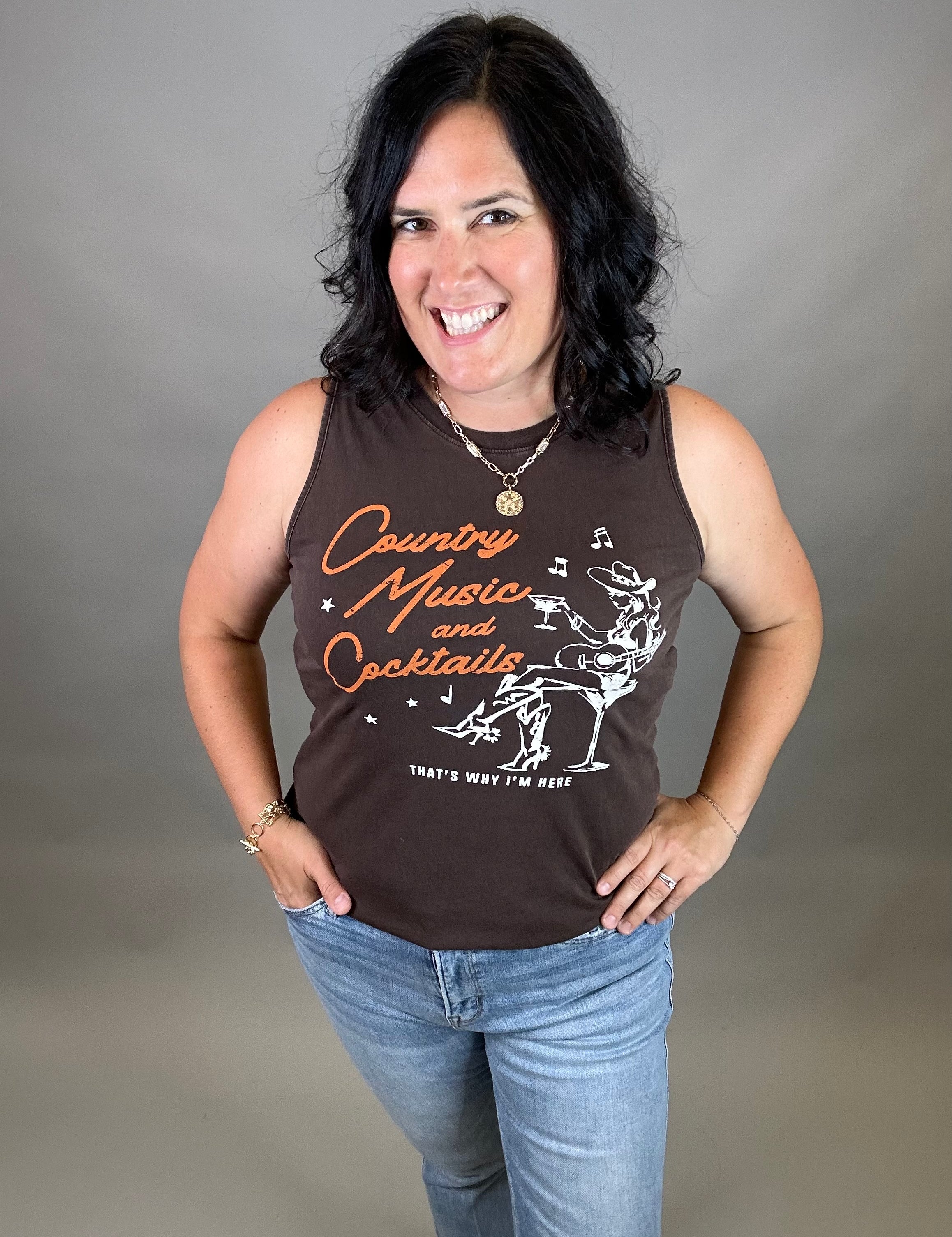 Country Music and Cocktails Tank Tops- Tanks HRT and LUV