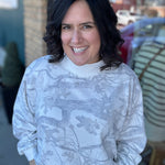 Camo Mock Neck Sweatshirt Top - Sweatshirt BUCKETLIST