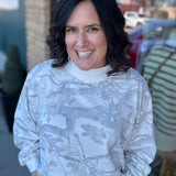 Camo Mock Neck Sweatshirt Top - Sweatshirt BUCKETLIST