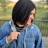 Hooded Distressed Denim Jacket