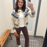 Brown Ankle Flare Patch Pocket Jeans Bottom- Pants RISEN
