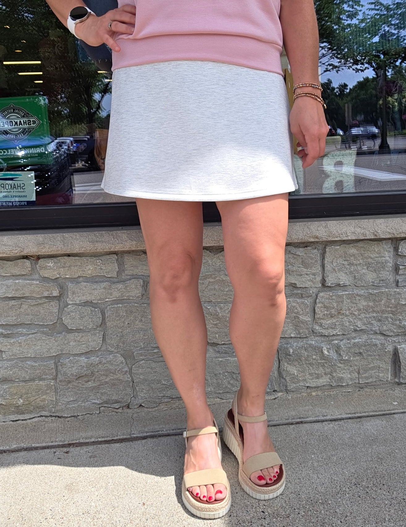 Heathered Grey Skort Bottom- Skirt RAE MODE
