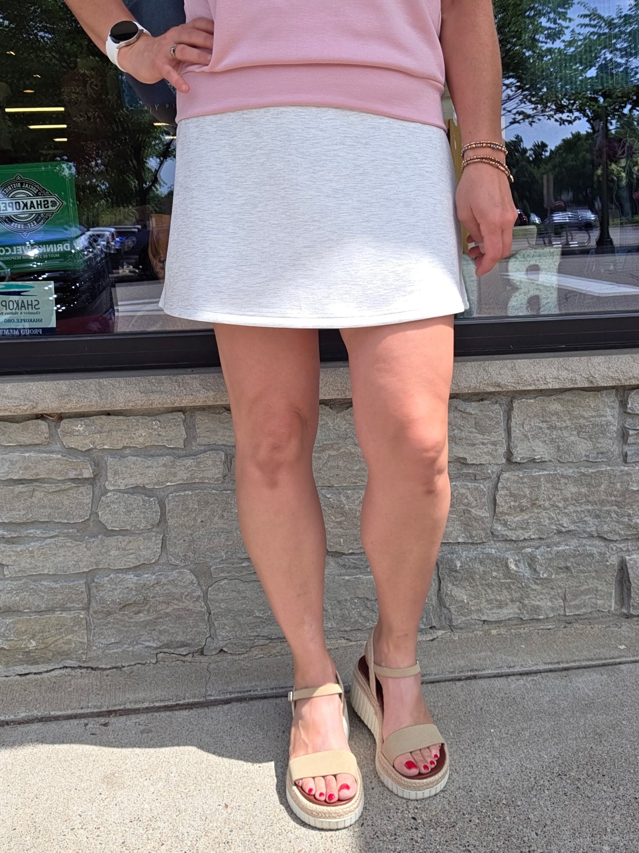 Heathered Grey Skort Bottom- Skirt RAE MODE