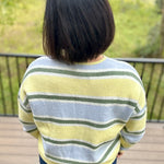 Butter Blue Sage Stripe Cardigan Tops- Cardigans Le Lis