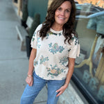 Beige Mutli Short Sleeve Sweater Top - Sweater FATE by LFD