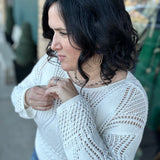 White Open Crochet Sweater